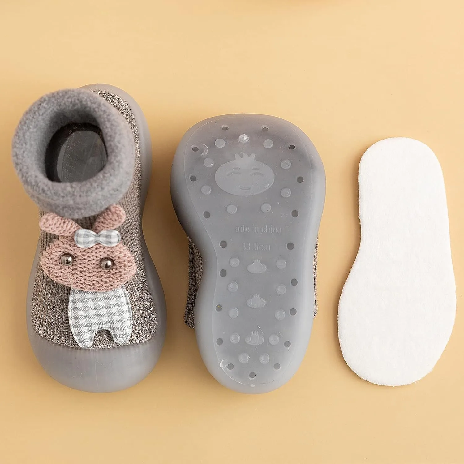 Toddler Sock Shoes Non Slip Rubber Sole Sneakers Infant Fuzzy Bootie Prewalker Slipper Socks Walking Shoes for Baby