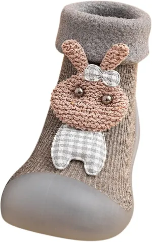 Toddler Sock Shoes Non Slip Rubber Sole Sneakers Infant Fuzzy Bootie Prewalker Slipper Socks Walking Shoes for Baby