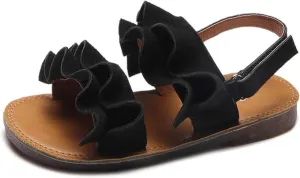 Toddler Tow Buckles Dew Toe Sandals Rubber Ruffle Shoes Non-Slip Jelly Toddler Baby Girl Shoes Breathable Shoes