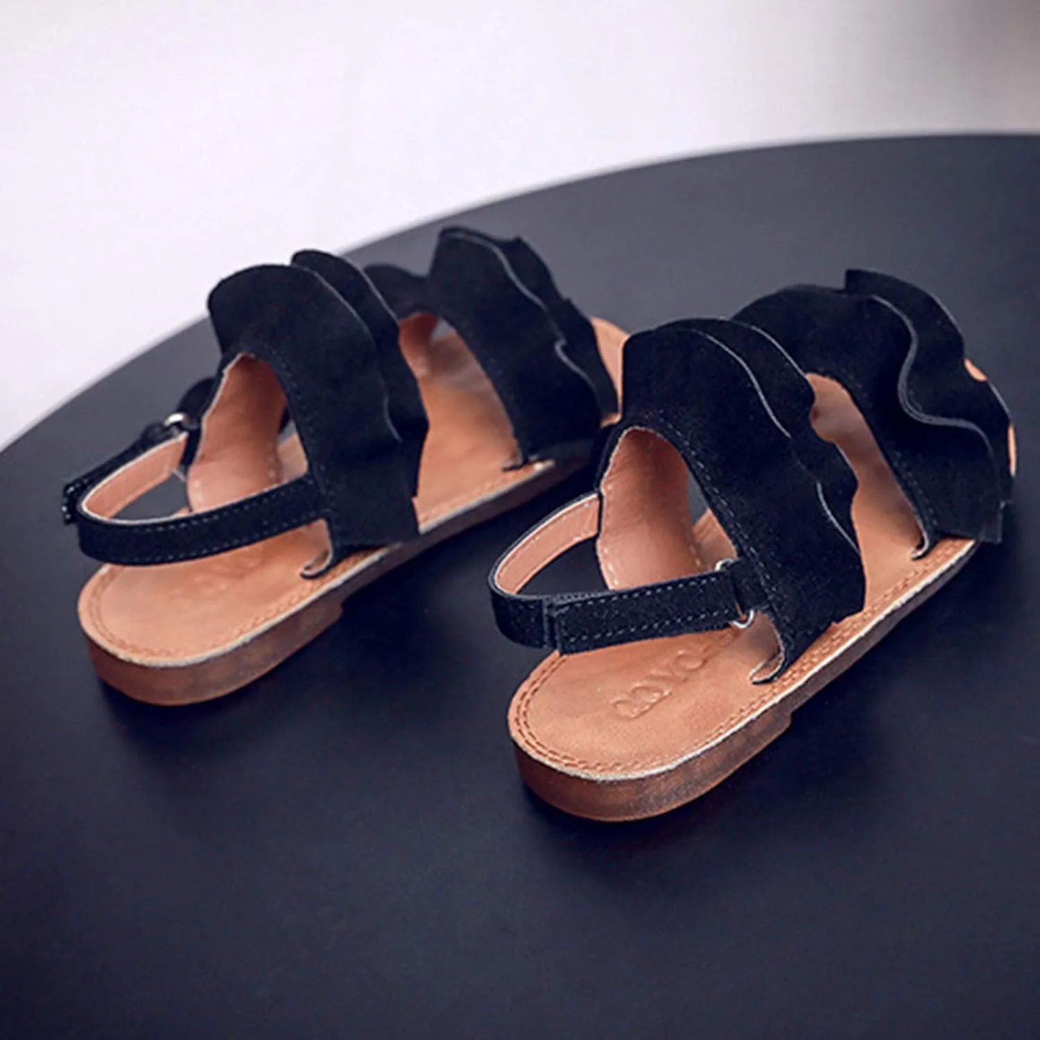 Toddler Tow Buckles Dew Toe Sandals Rubber Ruffle Shoes Non-Slip Jelly Toddler Baby Girl Shoes Breathable Shoes