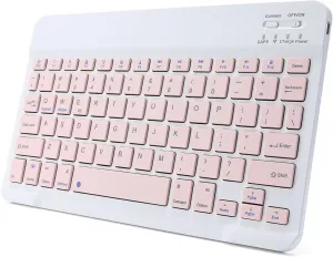 Ultra-Slim Rechargeable Bluetooth Keyboard Portable Wireless Keyboard for iPad A16 11th 10th Generation, iPad Pro iPad Air iPad mini iPhone, Android Samsung Galaxy Tablet Smartphone Cell Phone (Pink)