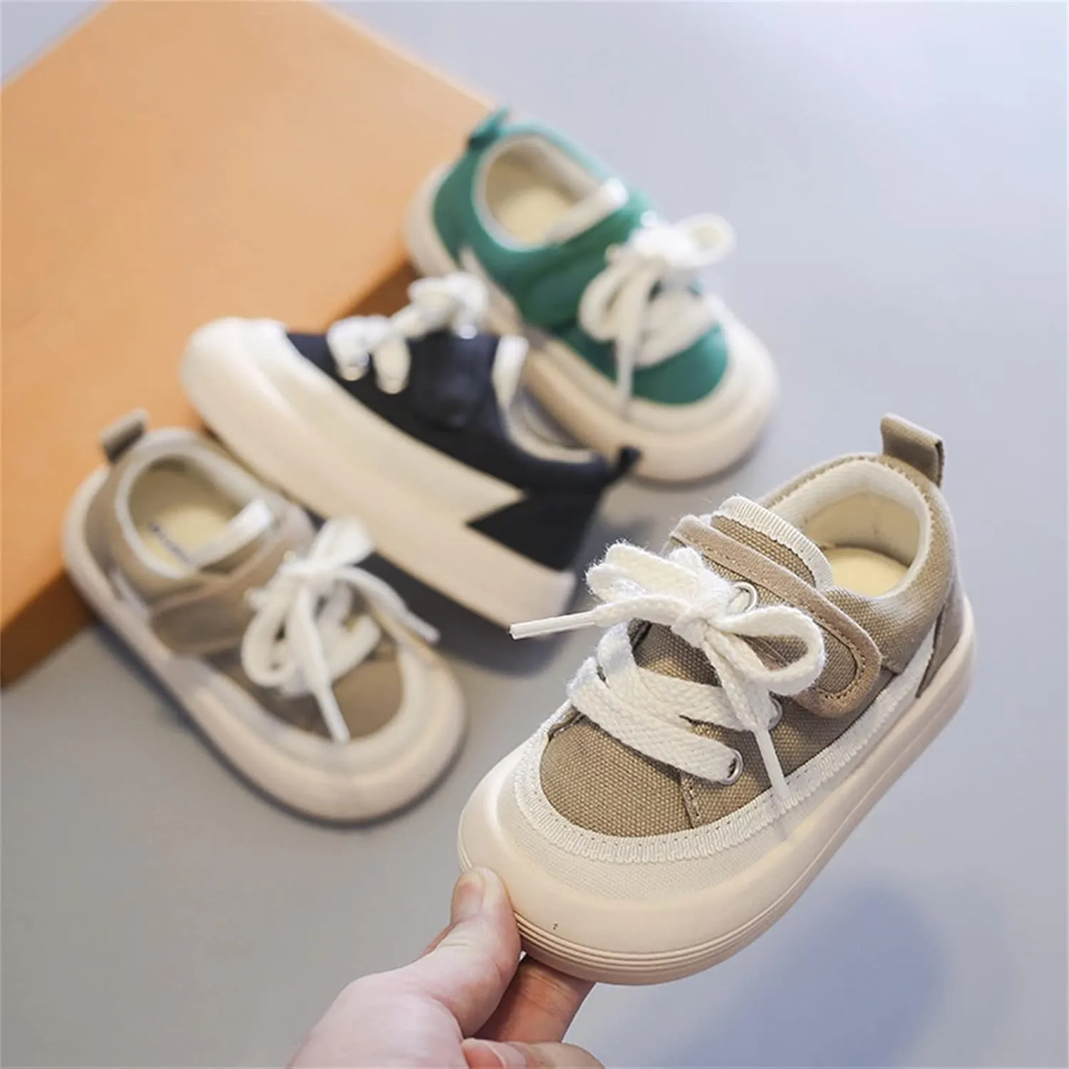 Unisex Baby Boy Girl Low Top Canvas Sneaker Soft Sole Infant Lace up Shoe Toddler Slip-On Cute Casual Running Shoes