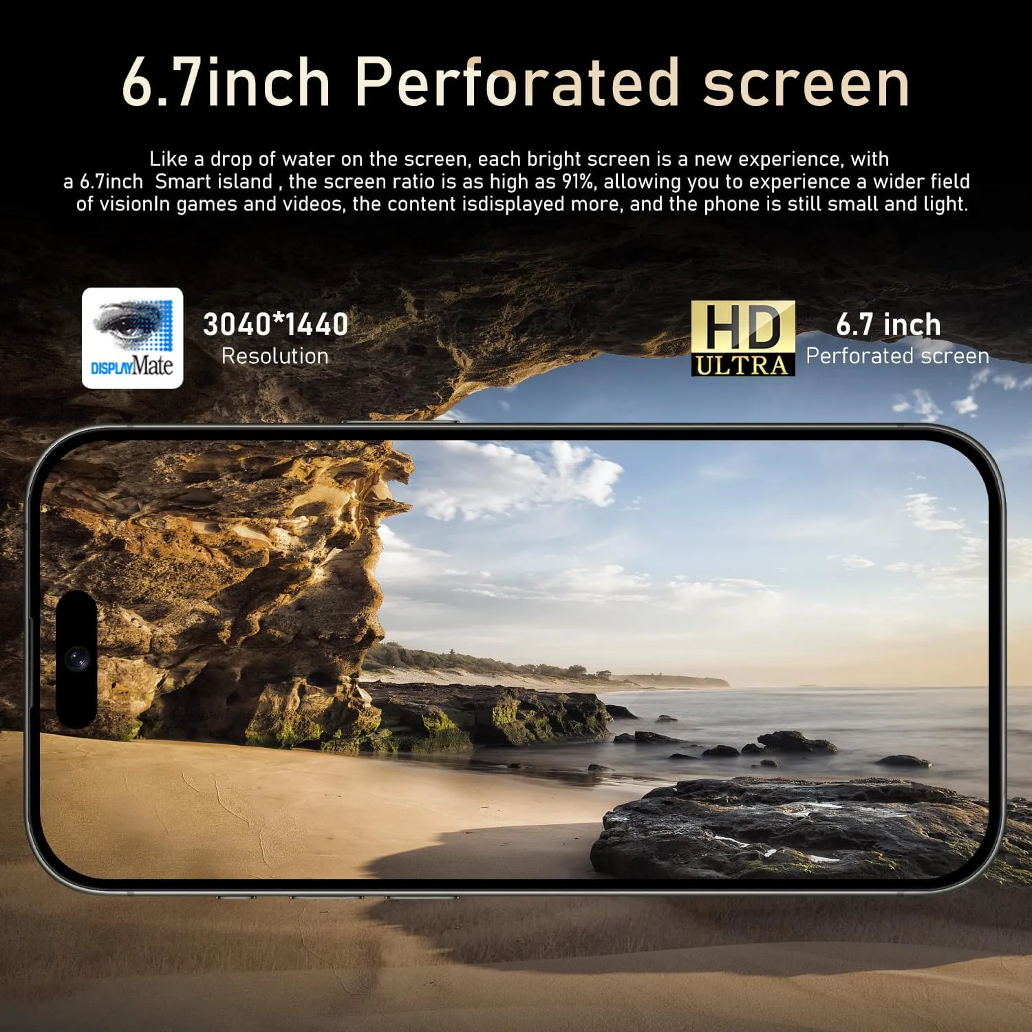 Unlocked Android Phones, A15 Smartphones, 6800mAh 8 256GB, Ultra-Slim 6.7" Screen Mobile Phones, Android 13 NFC AGPS, 48MP AI Camera 5G Dual SIM Unlocked Cell Phone (Black)