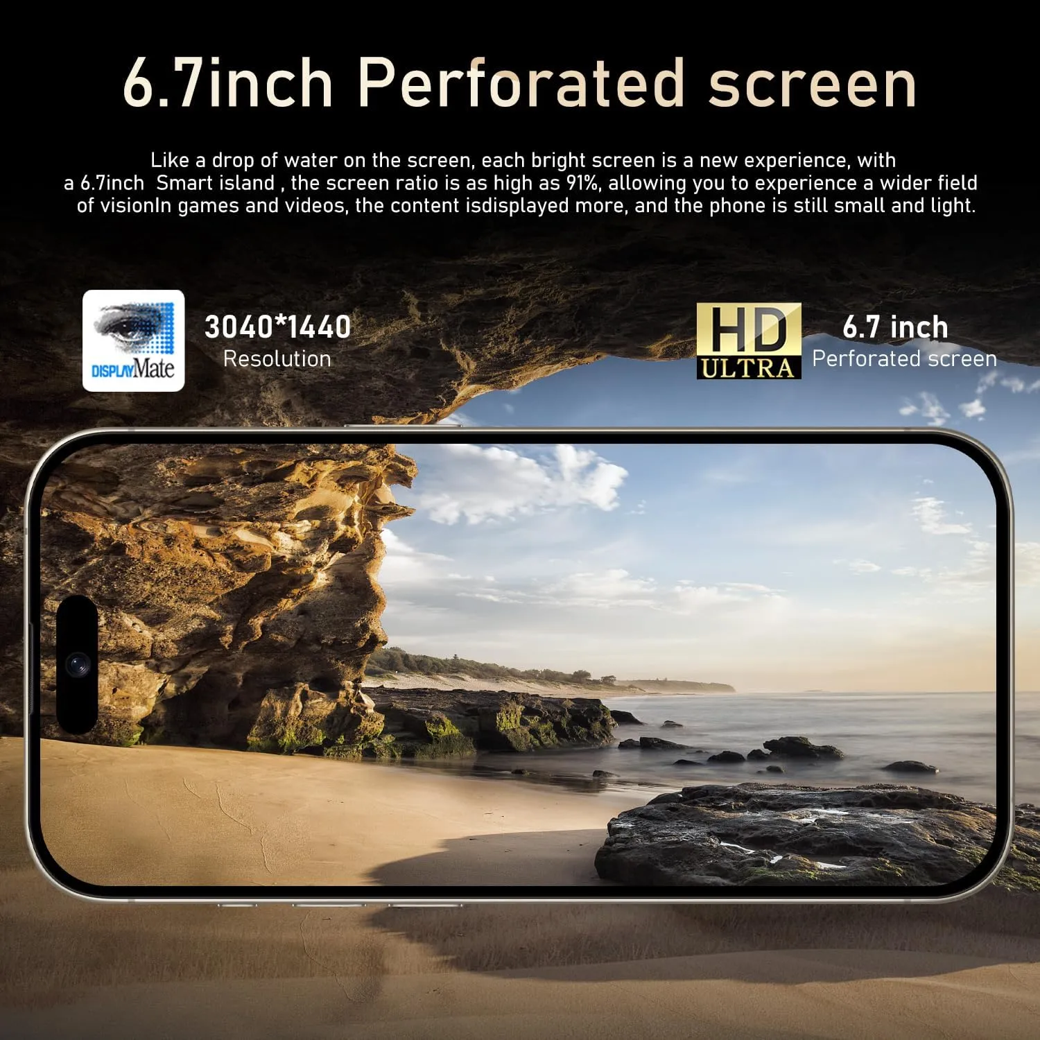 Unlocked Android Phones, A15 Smartphones, 6800mAh 8 256GB, Ultra-Slim 6.7" Screen Mobile Phones, Android 13 NFC AGPS, 48MP AI Camera 5G Dual SIM Unlocked Cell Phone (Gold)