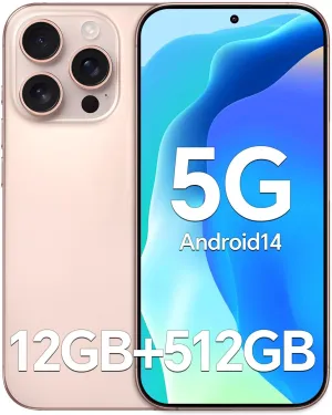Unlocked Android Phones S16PROMAX, 12GB 512GB Smartphone, 6800mAh Battery Android 14 Unlocked Phones, Face ID/Fingerprint Unlock/5G/Dual SIM/GPS