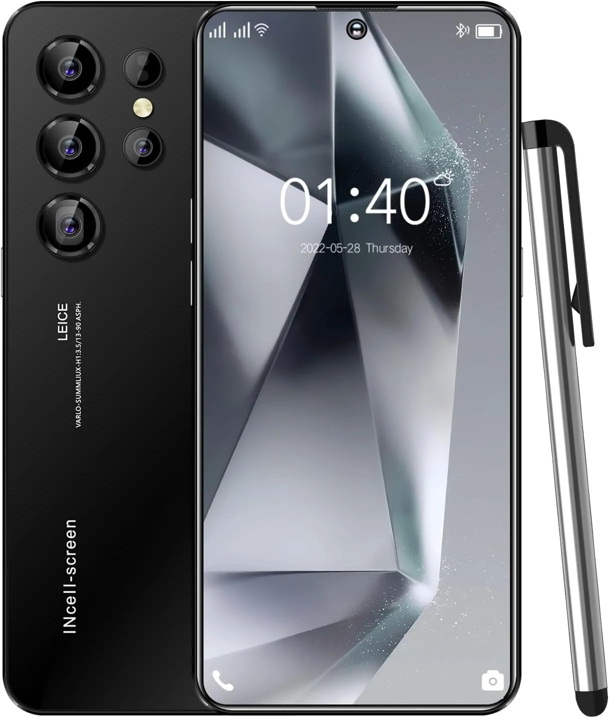 Unlocked Android Smartphone SM24 Ultra 5G Network Dual SIM Cellphone 6.5 inch Screen, 4000mAh, 4GB RAM and 128GB ROM (Black)