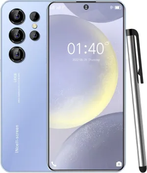 Unlocked Android Smartphone SM24 Ultra 5G Network Dual SIM Cellphone 6.5 inch Screen, 4000mAh, 4GB RAM and 128GB ROM (Blue)