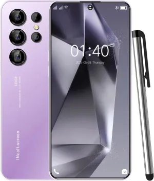 Unlocked Android Smartphone SM24 Ultra 5G Network Dual SIM Cellphone 6.5 inch Screen, 4000mAh, 4GB RAM and 128GB ROM (Purple)