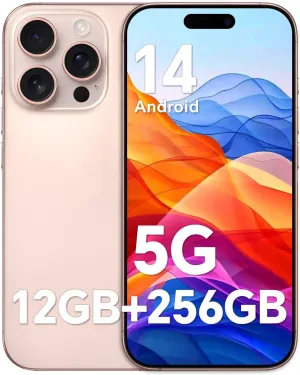 Unlocked Cell Phones A16 PROMAX, 6800mAh Long Lasting6.7 inch HD Screen Phone, Android 14 Smartphone, 12GB 512GB Android Phone, 108MP 48MP Camera Face ID/5G/Dual SIM/Bluetooth Gold