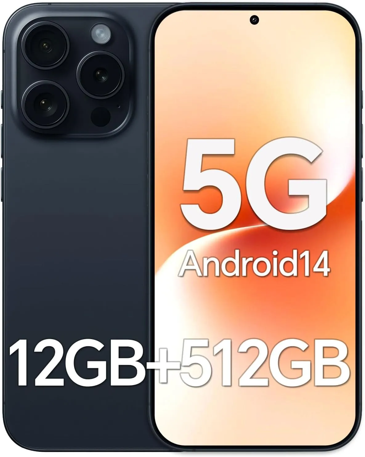 Unlocked Phones P16 Promax, 6.7" HD Screen Cell Phone with Android 14, 12GB 512GB, 108MP 48MP Camera Unlocked Smartphone, 7000mAh Battery/5G/Dual Sim/Face ID/GPS, Blue