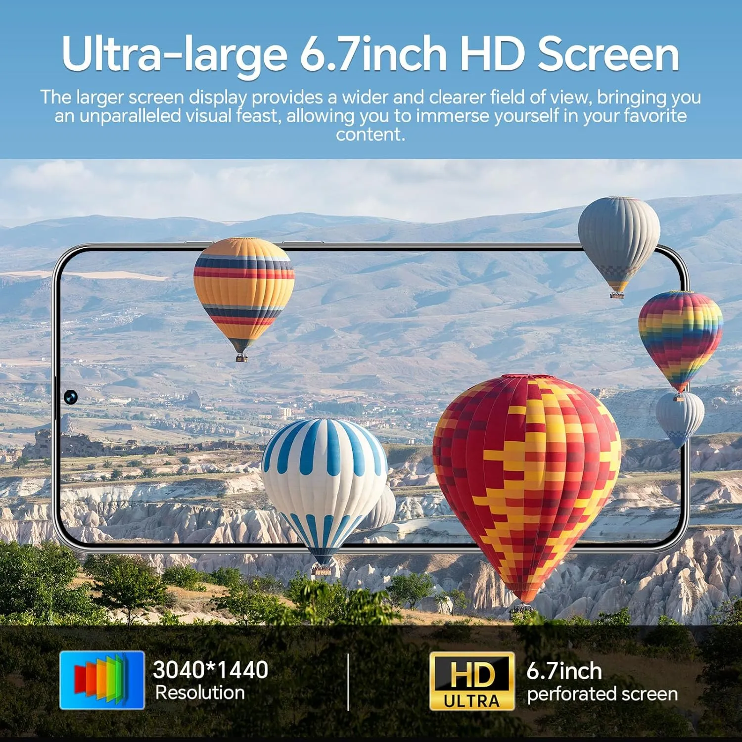 Unlocked Phones S19, Android 14 Mobile Phone, 12GB 512GB Smartphone, 5G Dual SIM, 48MP 108MP Camera Cell Phone, 6.8'' Screen, 6800mAh Battery, Face ID, Sliver