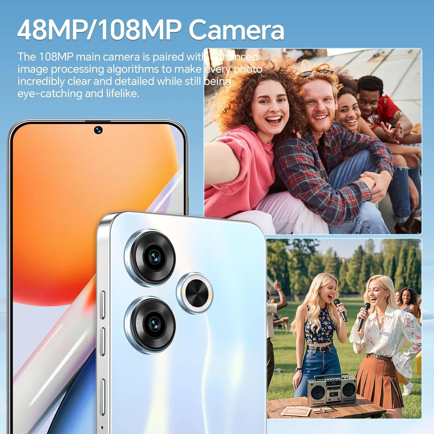 Unlocked Phones S19, Android 14 Mobile Phone, 12GB 512GB Smartphone, 5G Dual SIM, 48MP 108MP Camera Cell Phone, 6.8'' Screen, 6800mAh Battery, Face ID, Sliver