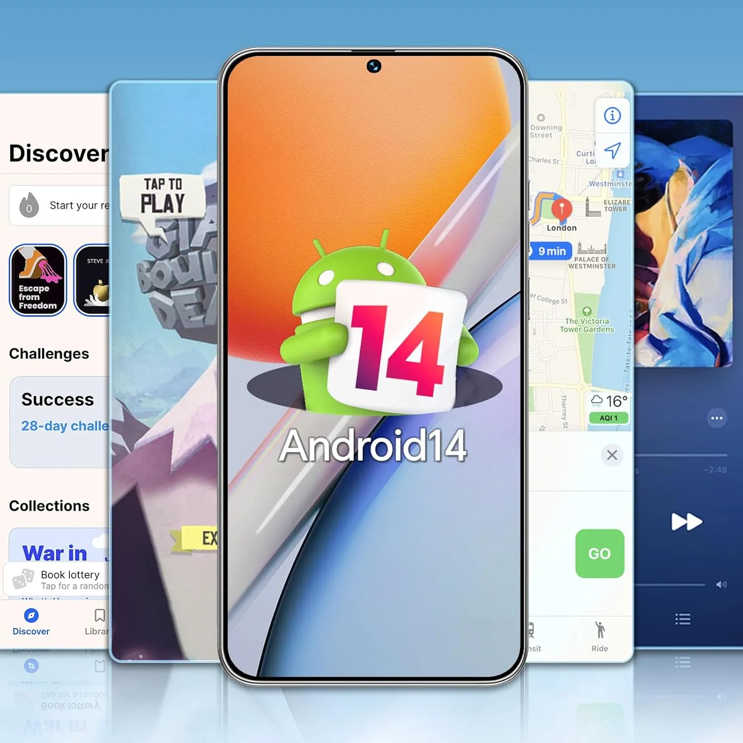 Unlocked Phones S19, Android 14 Mobile Phone, 12GB 512GB Smartphone, 5G Dual SIM, 48MP 108MP Camera Cell Phone, 6.8'' Screen, 6800mAh Battery, Face ID, Sliver