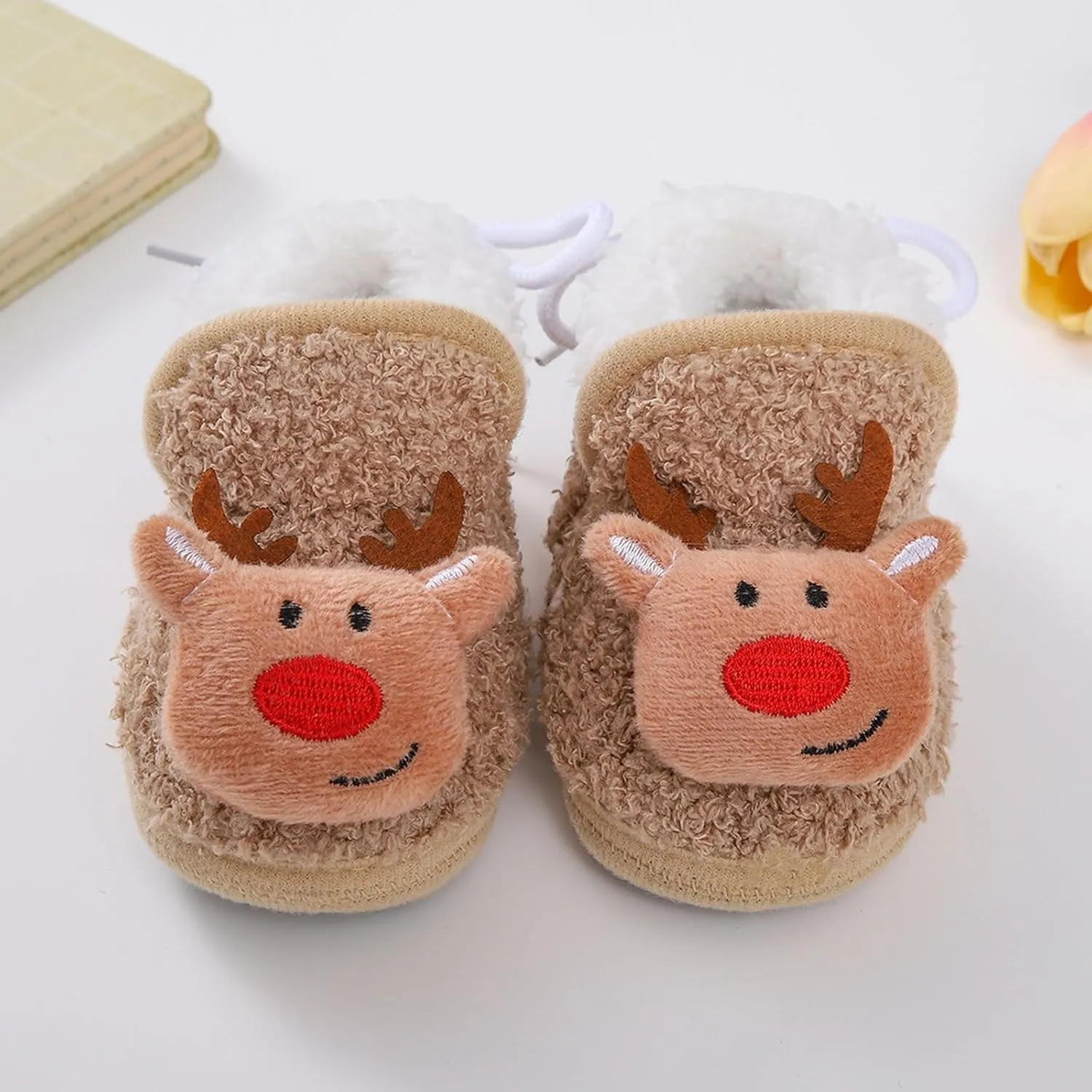 Winter Christmas Santa laus Cozy Fleece Newborn Baby Booties Soft Sole Prewalker Crib Shoes for Infant Girls
