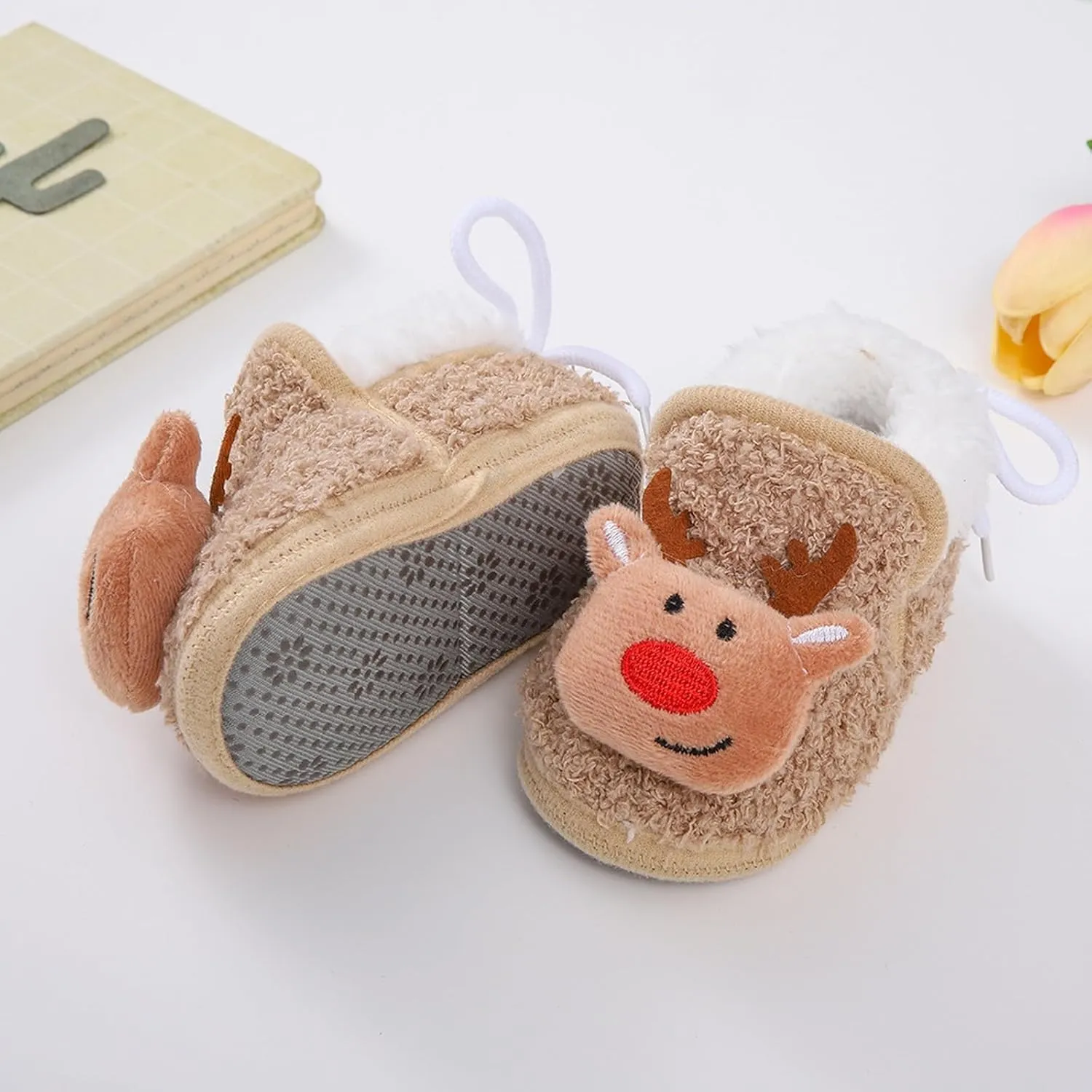 Winter Christmas Santa laus Cozy Fleece Newborn Baby Booties Soft Sole Prewalker Crib Shoes for Infant Girls