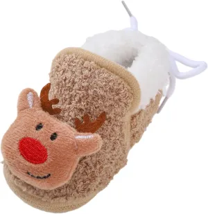 Winter Christmas Santa laus Cozy Fleece Newborn Baby Booties Soft Sole Prewalker Crib Shoes for Infant Girls