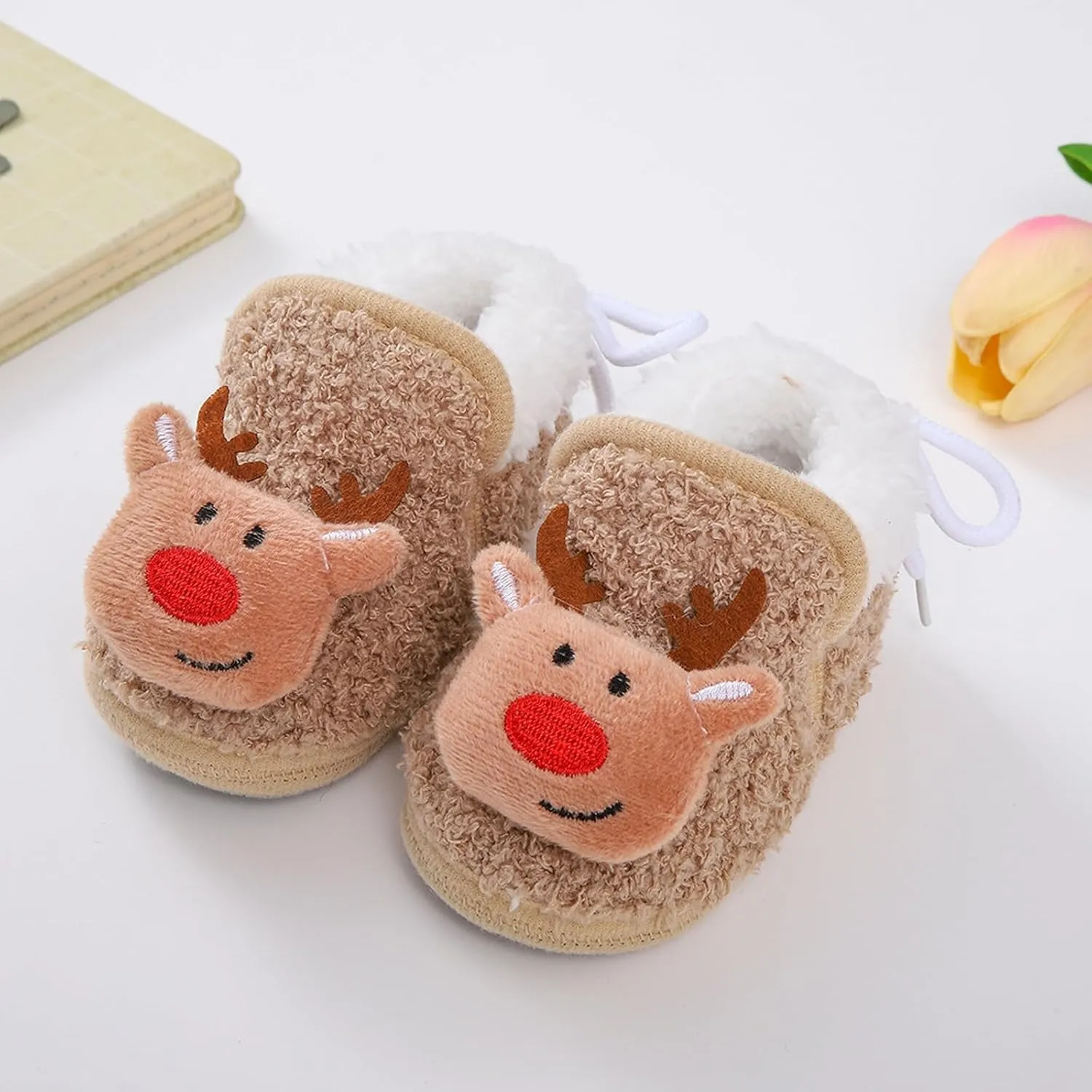 Winter Christmas Santa laus Cozy Fleece Newborn Baby Booties Soft Sole Prewalker Crib Shoes for Infant Girls