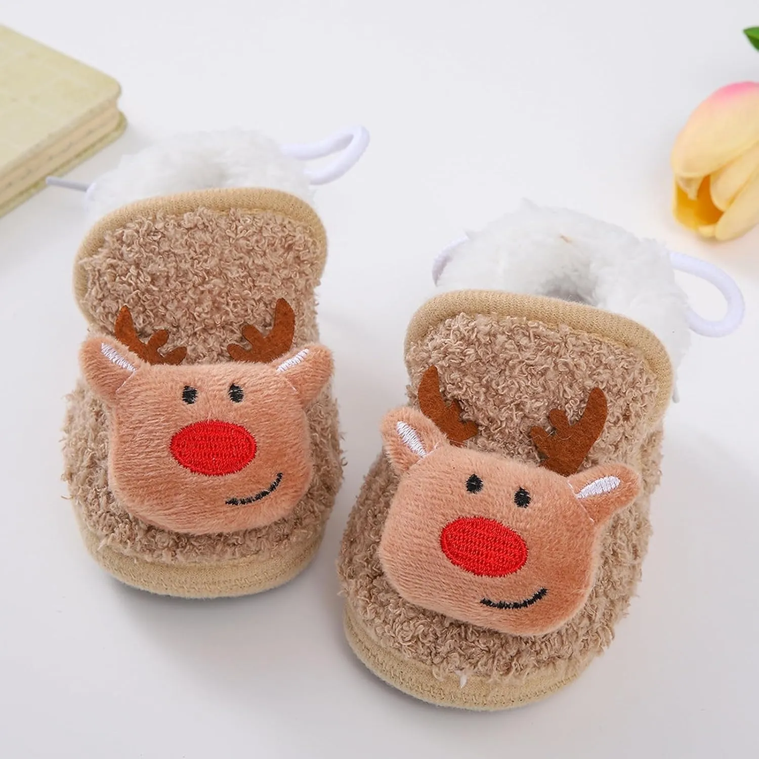 Winter Christmas Santa laus Cozy Fleece Newborn Baby Booties Soft Sole Prewalker Crib Shoes for Infant Girls