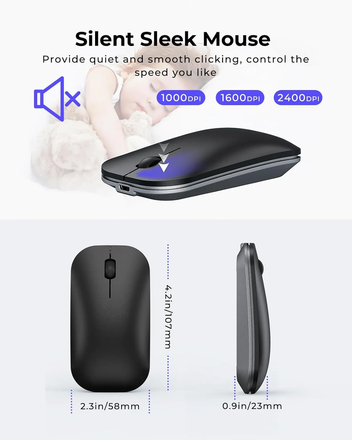 Wireless Bluetooth Keyboard and Mouse Combo (USB   Dual BT), seenda Multi-Device Rechargeable Slim Keyboard and Mouse, Compatible for Win 7/8/10, MacBook Pro/Air, iPad, Tablet - Black Gray