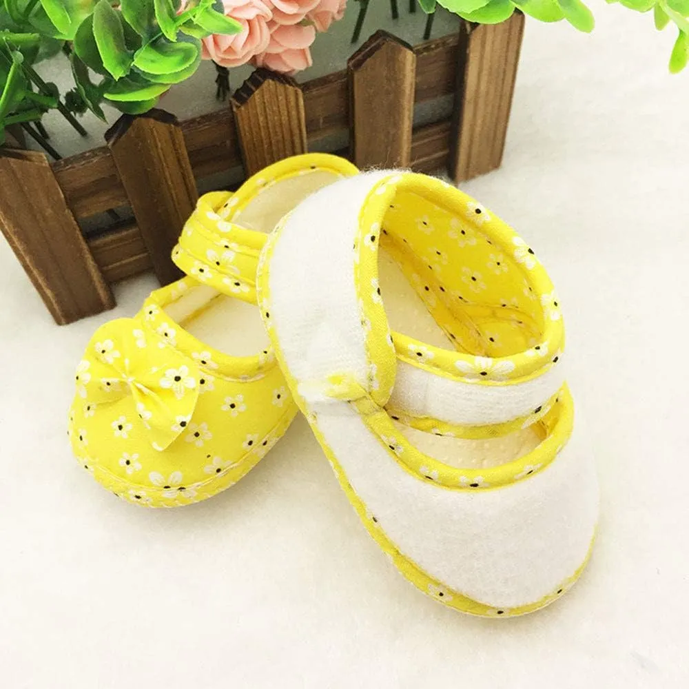 WUAI Infants Shoes Baby Girls Soft Sole Toddler First Walkers Toddler Princess Bowknot Moccasinss Crib Shoes