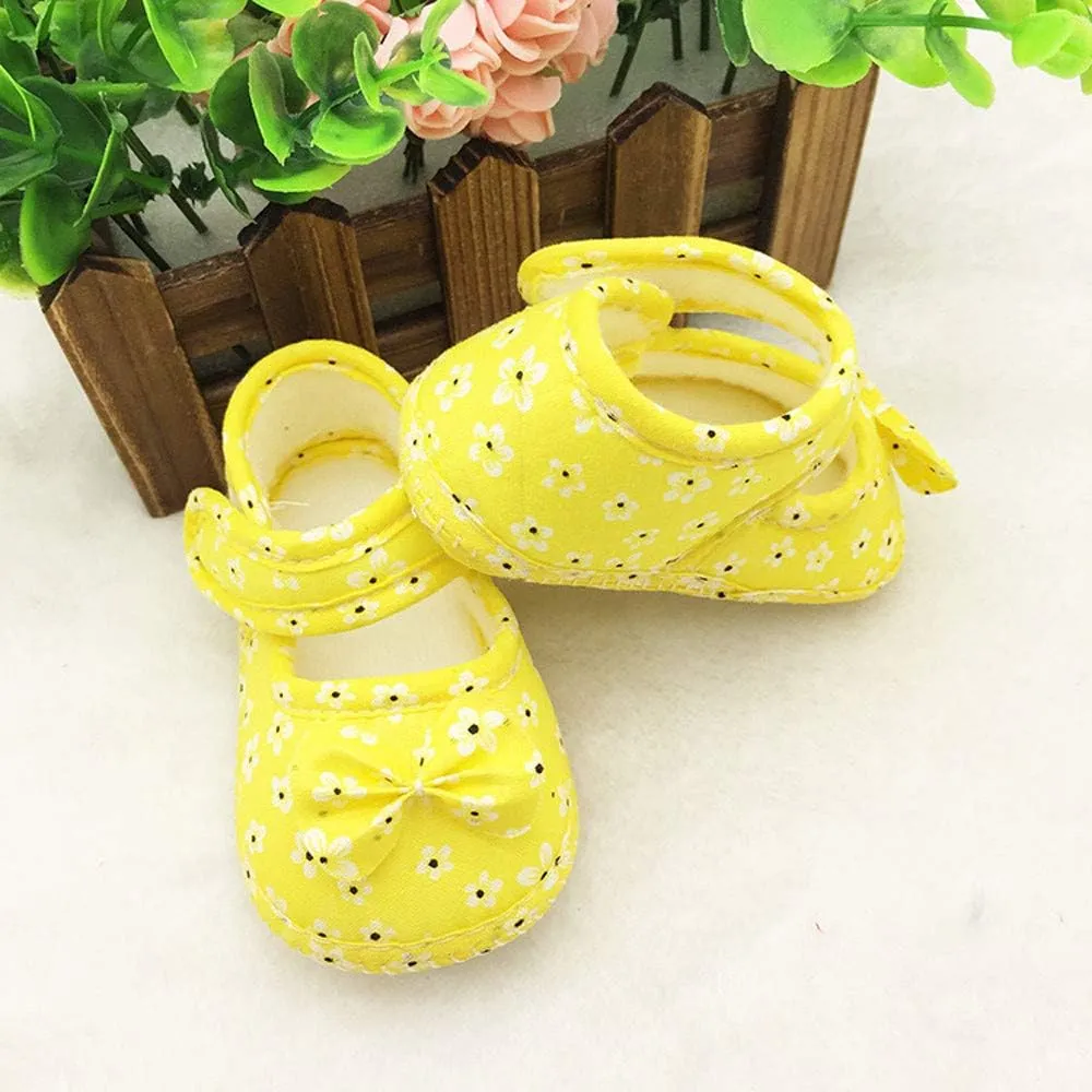WUAI Infants Shoes Baby Girls Soft Sole Toddler First Walkers Toddler Princess Bowknot Moccasinss Crib Shoes