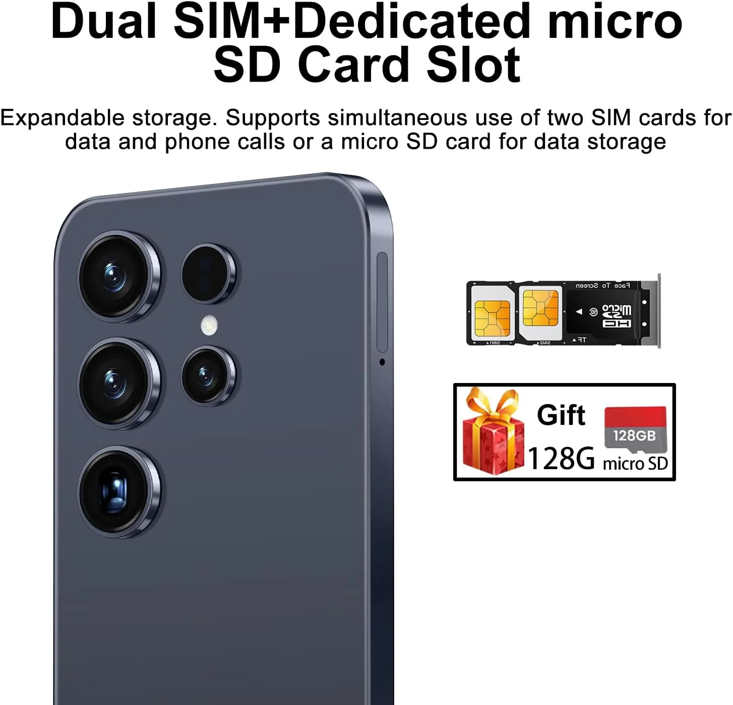 X25  Unlocked Cell Phones, 6 128GB 128GB Smartphone, Unlocked Android Phone, 6.53" HD Screen, Long Battery Life 6000mAh, Face ID/US Version/Dual SIM/5G (Titanium Blue)