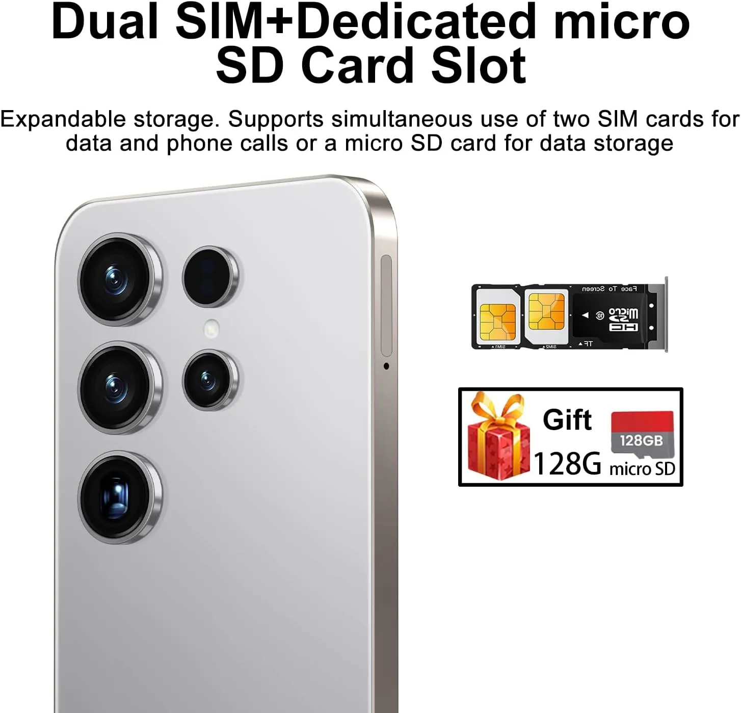 X25  Unlocked Cell Phones, 6 128GB 128GB Smartphone, Unlocked Android Phone, 6.53" HD Screen, Long Battery Life 6000mAh, Face ID/US Version/Dual SIM/5G (Titanium Gray)
