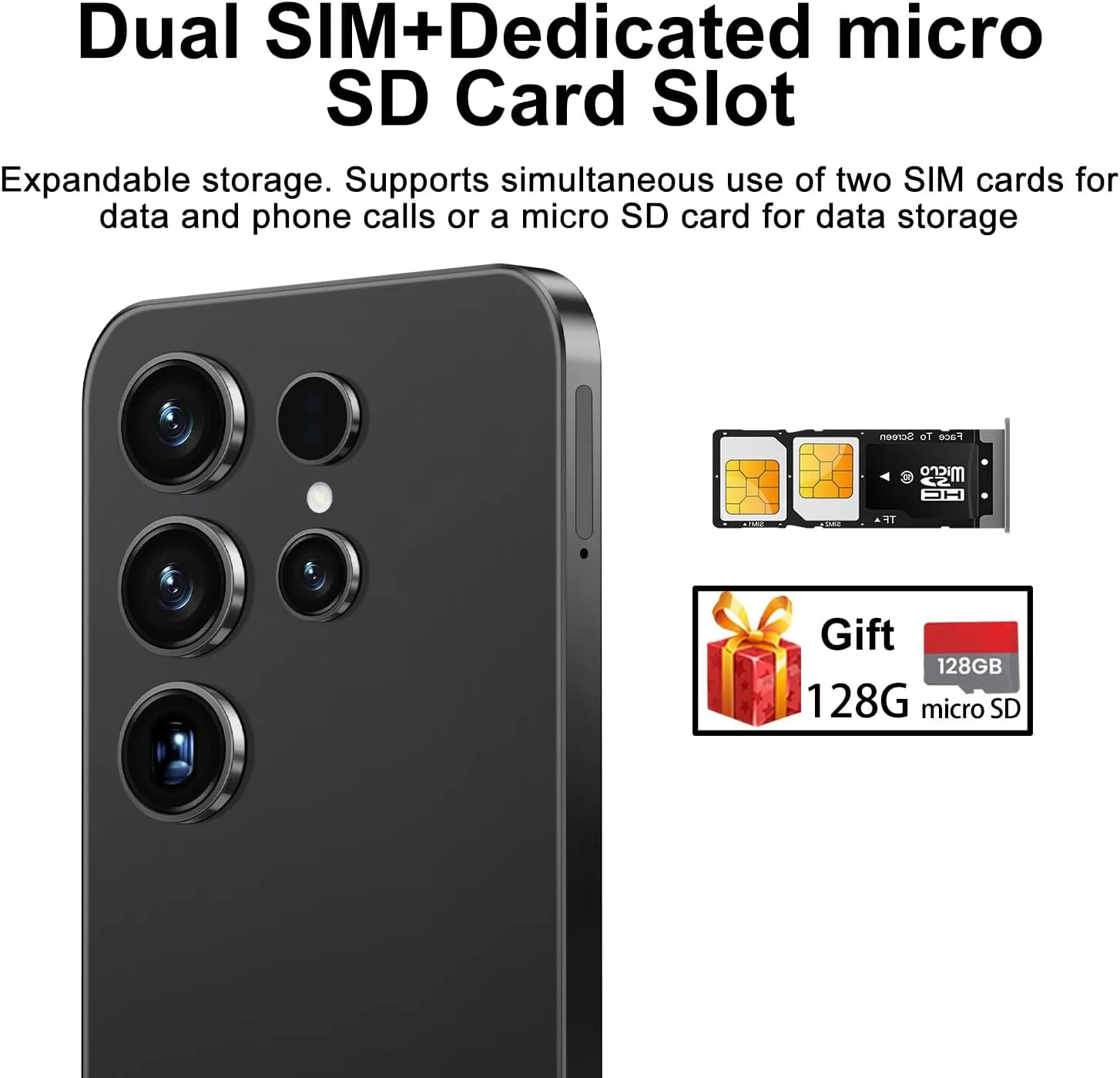 X25  Unlocked Cell Phones, 6 128GB 128GB Smartphone, Unlocked Android Phone, 6.53" HD Screen, Long Battery Life 6000mAh, Face ID/US Version/Dual SIM/5G(Titanium Black)