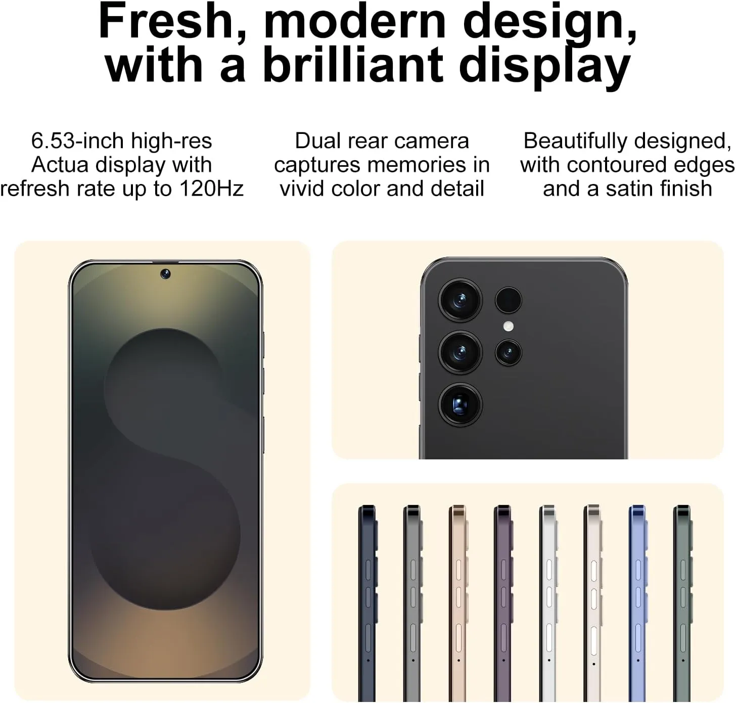 X25  Unlocked Cell Phones, 6 128GB 128GB Smartphone, Unlocked Android Phone, 6.53" HD Screen, Long Battery Life 6000mAh, Face ID/US Version/Dual SIM/5G(Titanium Black)