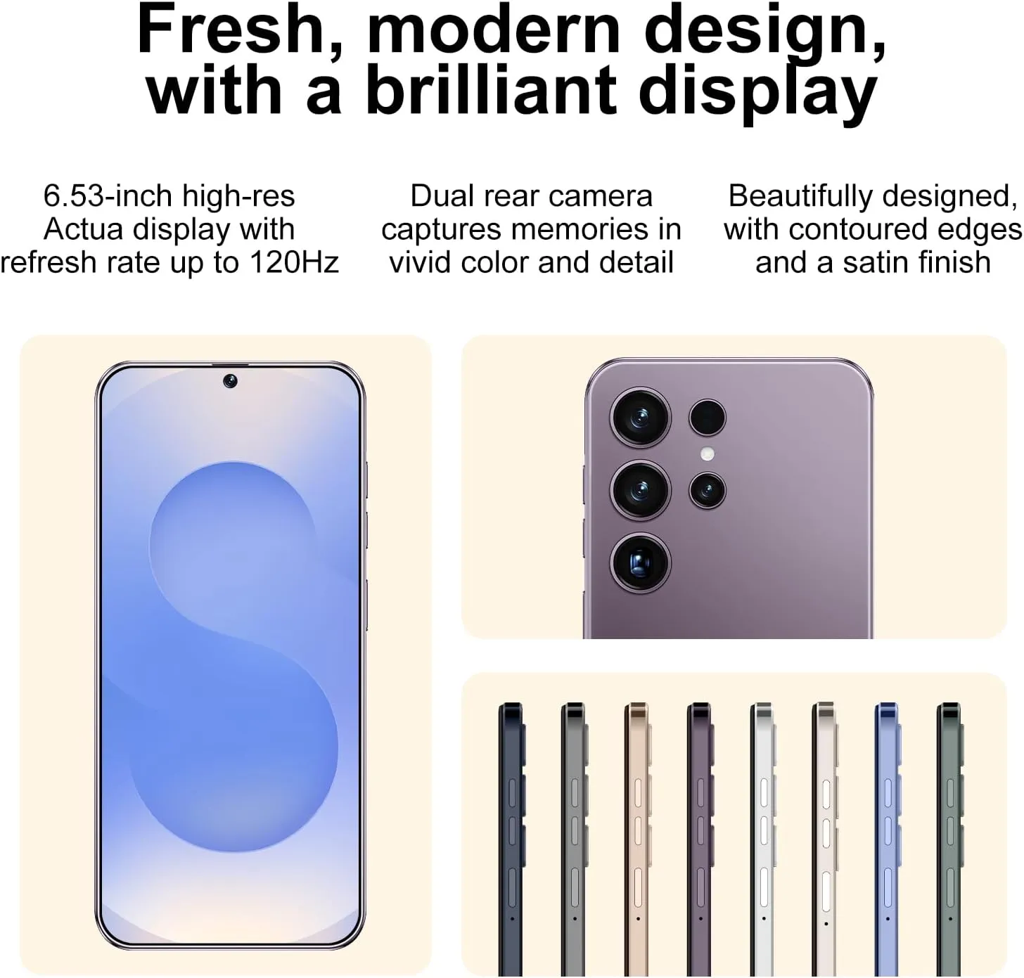 X25  Unlocked Cell Phones, 6 128GB 128GB Smartphone, Unlocked Android Phone, 6.53" HD Screen, Long Battery Life 6000mAh, Face ID/US Version/Dual SIM/5G(Titanium Purple)