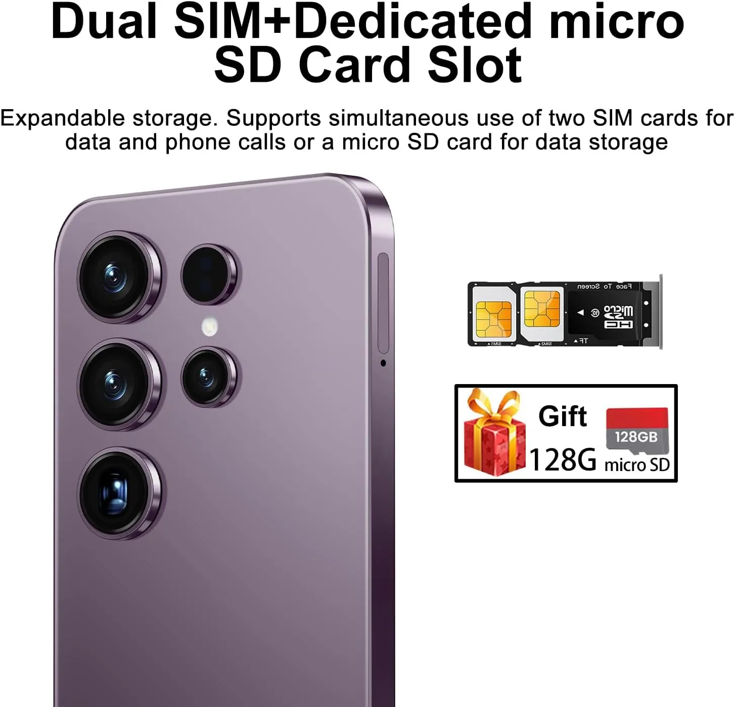 X25  Unlocked Cell Phones, 6 128GB 128GB Smartphone, Unlocked Android Phone, 6.53" HD Screen, Long Battery Life 6000mAh, Face ID/US Version/Dual SIM/5G(Titanium Purple)