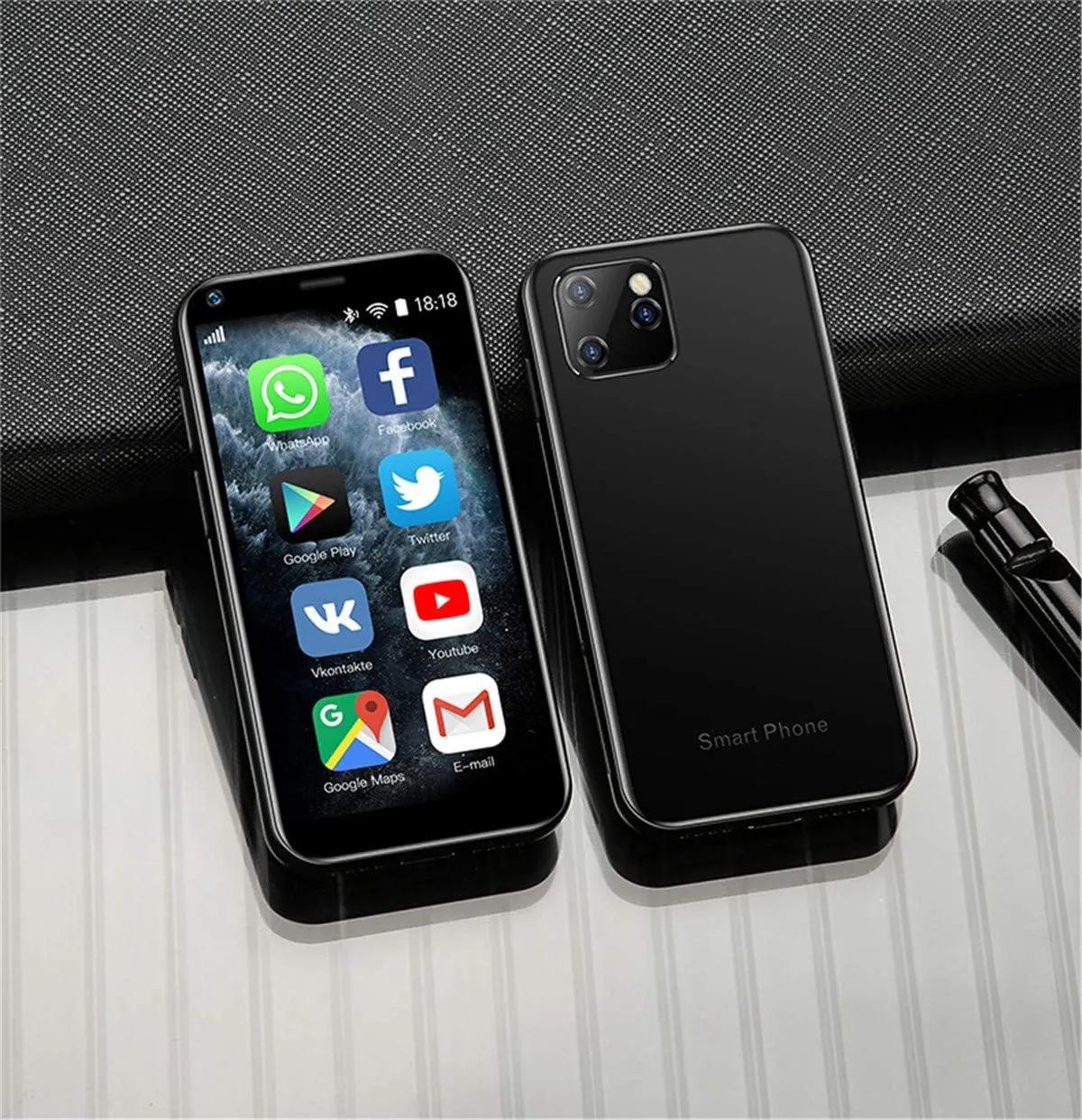 XS11 3G Mini Smartphone 2.5Inch WiFi GPS China Mobile Upgraded RAM 2GB ROM 16GB Quad Core Android Cell Phones Slim Body HD Camera Dual Sim Compatible with Google Play Cute Smartphone (Black)