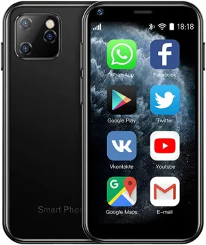 XS11 3G Mini Smartphone 2.5Inch WiFi GPS China Mobile Upgraded RAM 2GB ROM 16GB Quad Core Android Cell Phones Slim Body HD Camera Dual Sim Compatible with Google Play Cute Smartphone (Black)