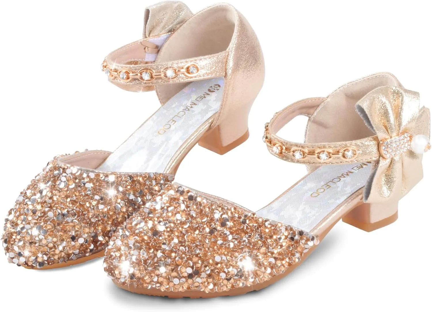 ZGDG Girls Dress Shoes Low Heel Princess Flats Mary Jane Flower Glitter Shoes Wedding Birthday Party Prom Sequins Sandals for Toddler Little Big Kids