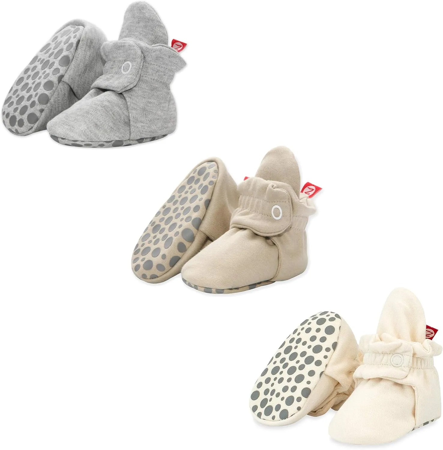 Zutano Cotton Baby Booties with Gripper Soles, Soft Sole Stay-On Baby Shoes, Bundle, 18M